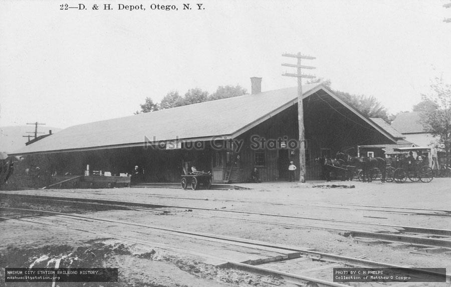 Postcard: Delaware & Hudson Depot, Otego, New York